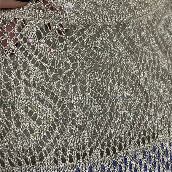 St John Evening Knit Lilac Mesh Short Sleeve Crystals Detail Knee-Length Dress 8 - Picture 3 of 7